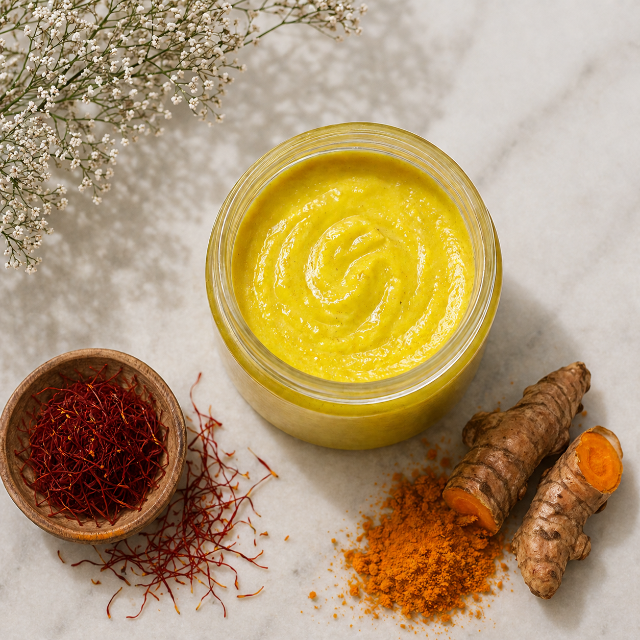 Saffron infused tumeric scrub