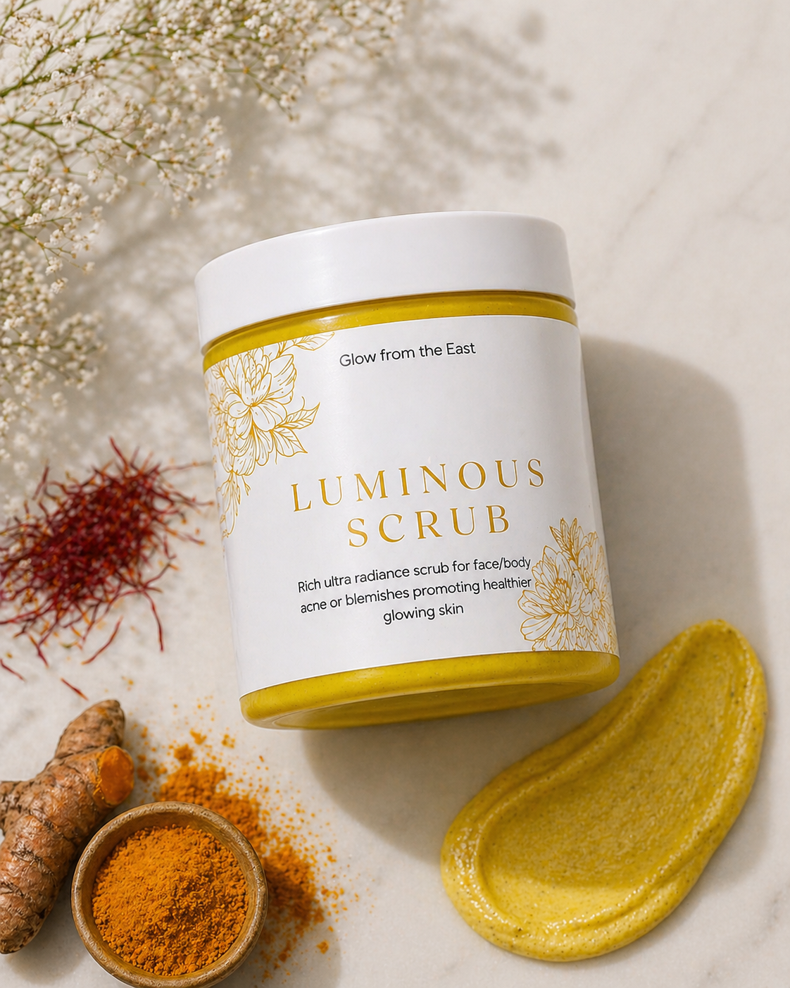 Saffron infused tumeric scrub